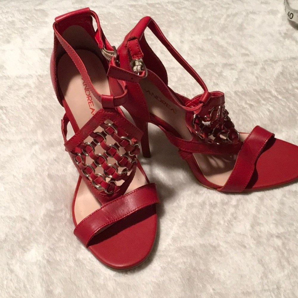 Red heeled sandals